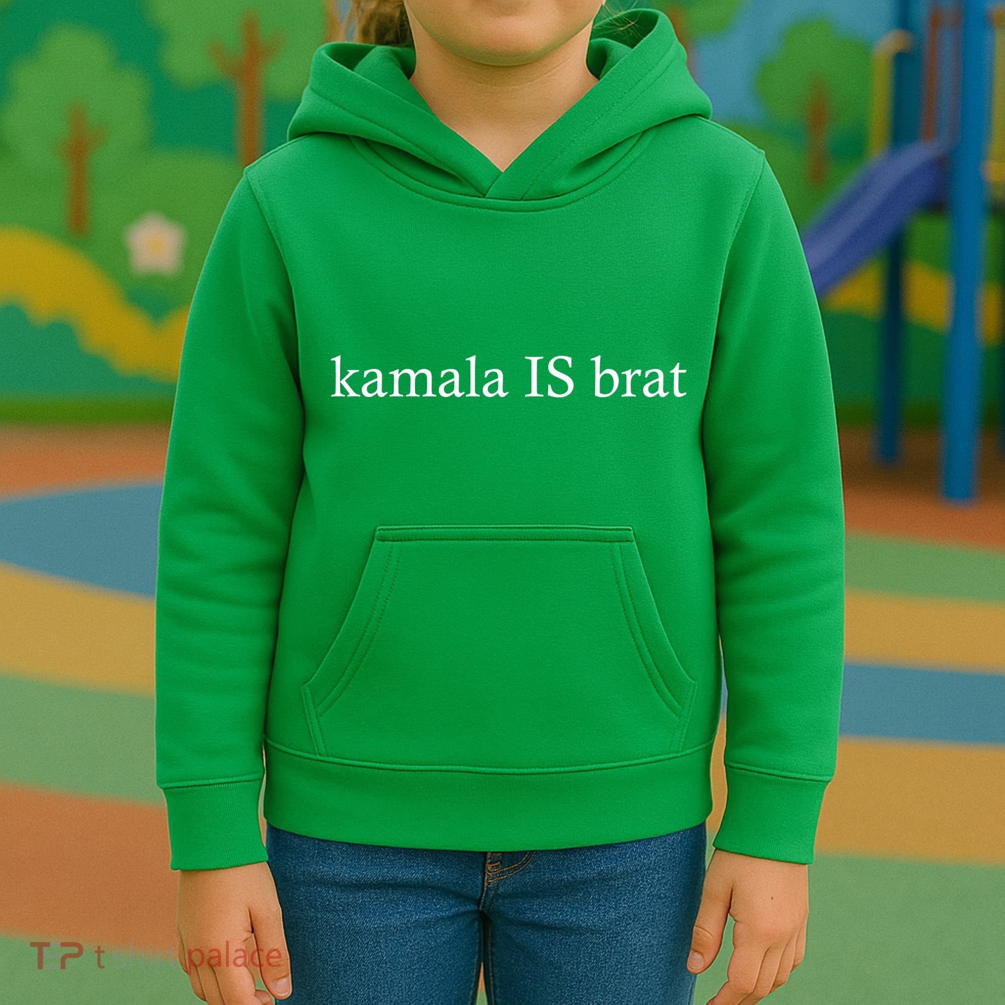 Kamala Is Green Brat Kids Hoodie