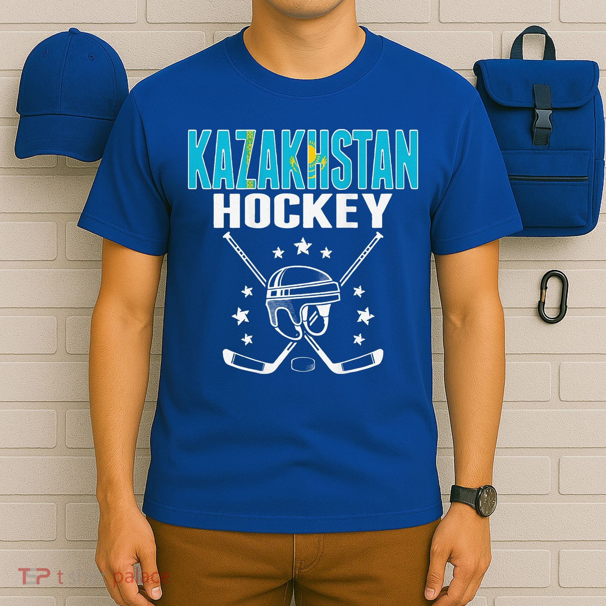 Kazakhstan Ice Hockey Fan Jersey Kazakhstani Flag T-Shirt
