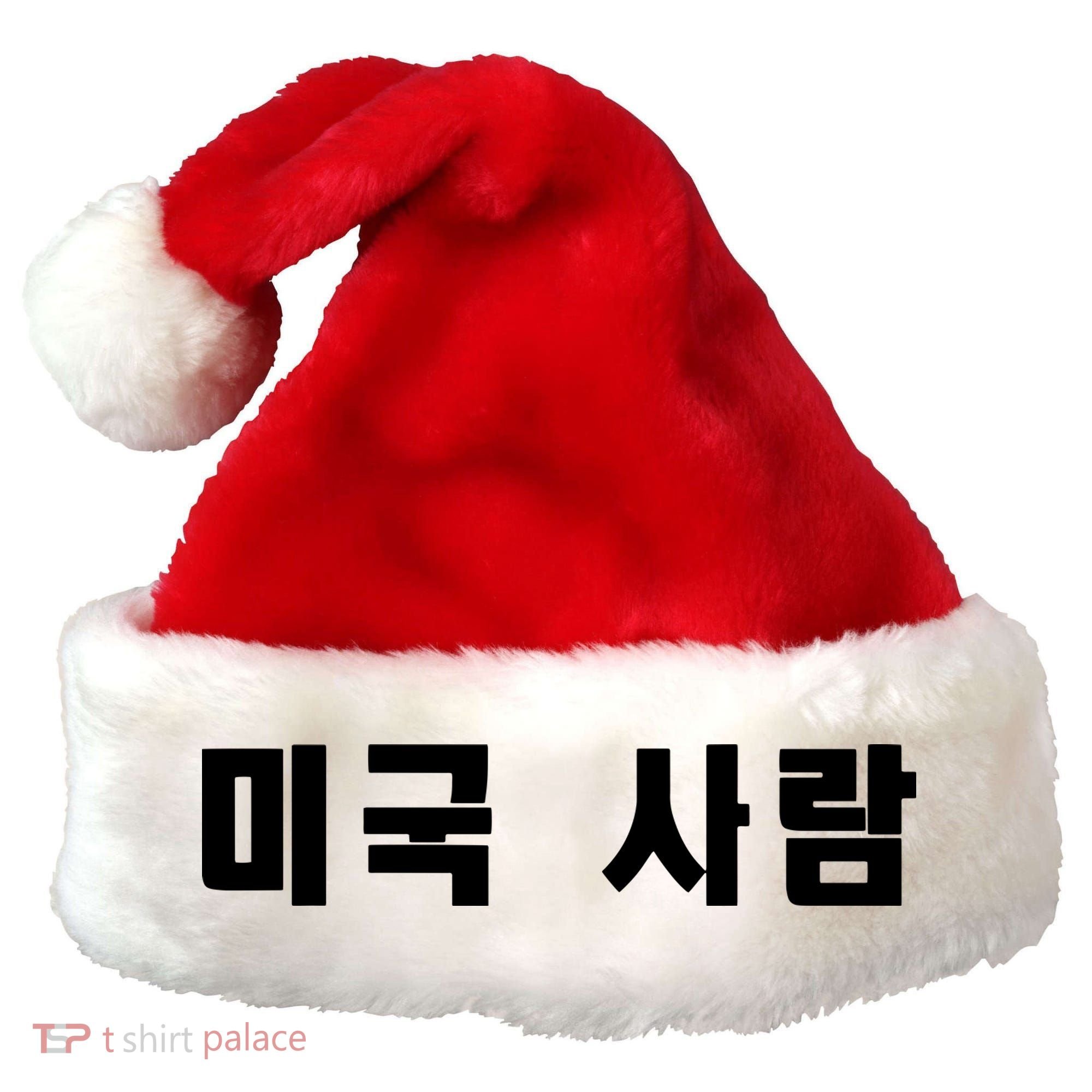 Korean In Hangul Writing That Says American Person Santa Hat
