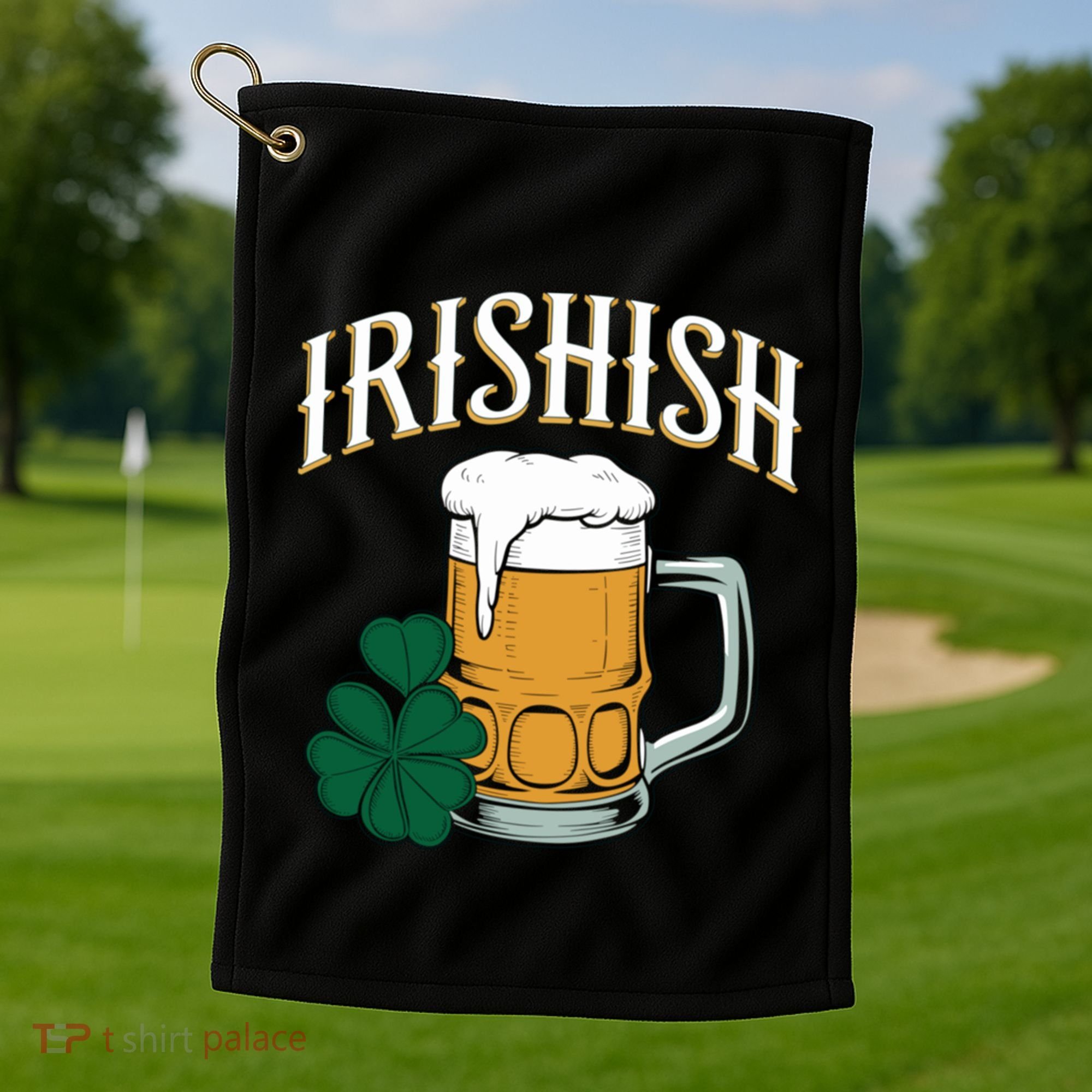 Kinda Irish Irishish Funny St Patrick’S Day Beer Ing Funny Gift Golf Towel