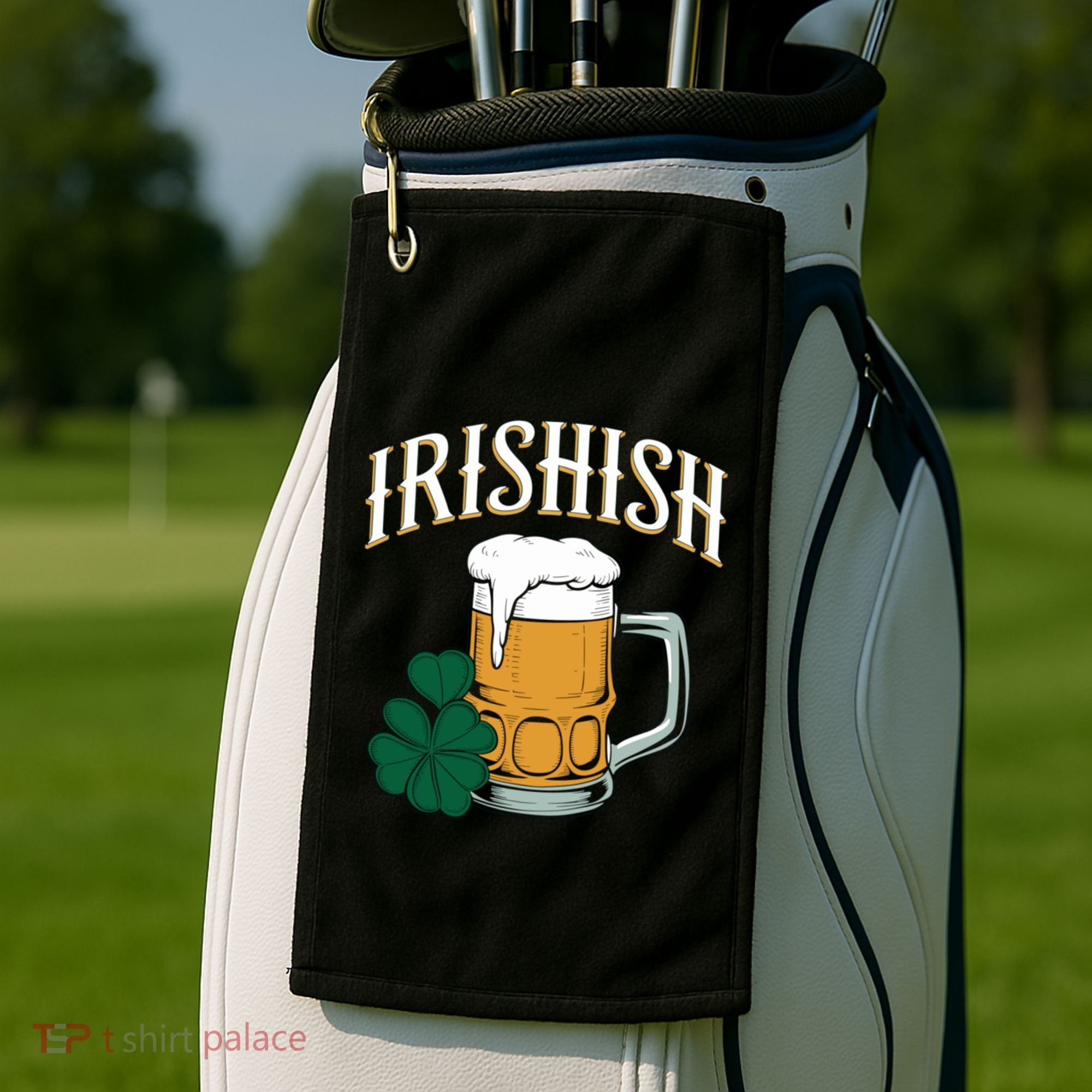 Kinda Irish Irishish Funny St Patrick’S Day Beer Ing Funny Gift Golf Towel