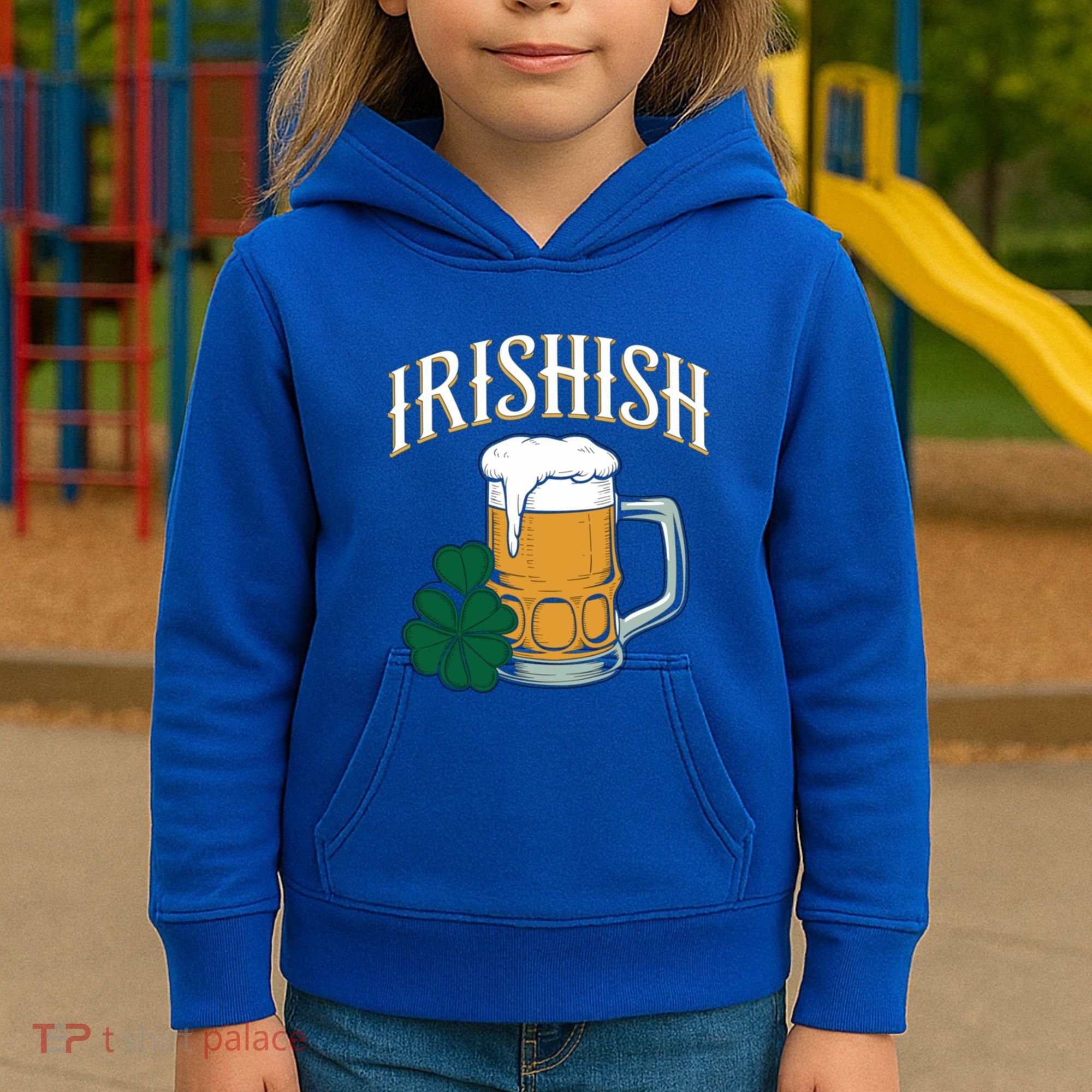 Kinda Irish Irishish Funny St Patrick’S Day Beer Ing Funny Gift Kids Hoodie