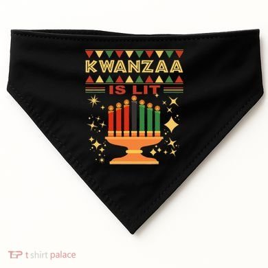 Kwanzaa Is Lit USA-Made Doggie Bandana