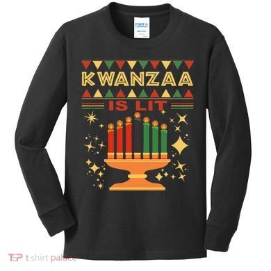 Kwanzaa Is Lit Kids Long Sleeve Shirt