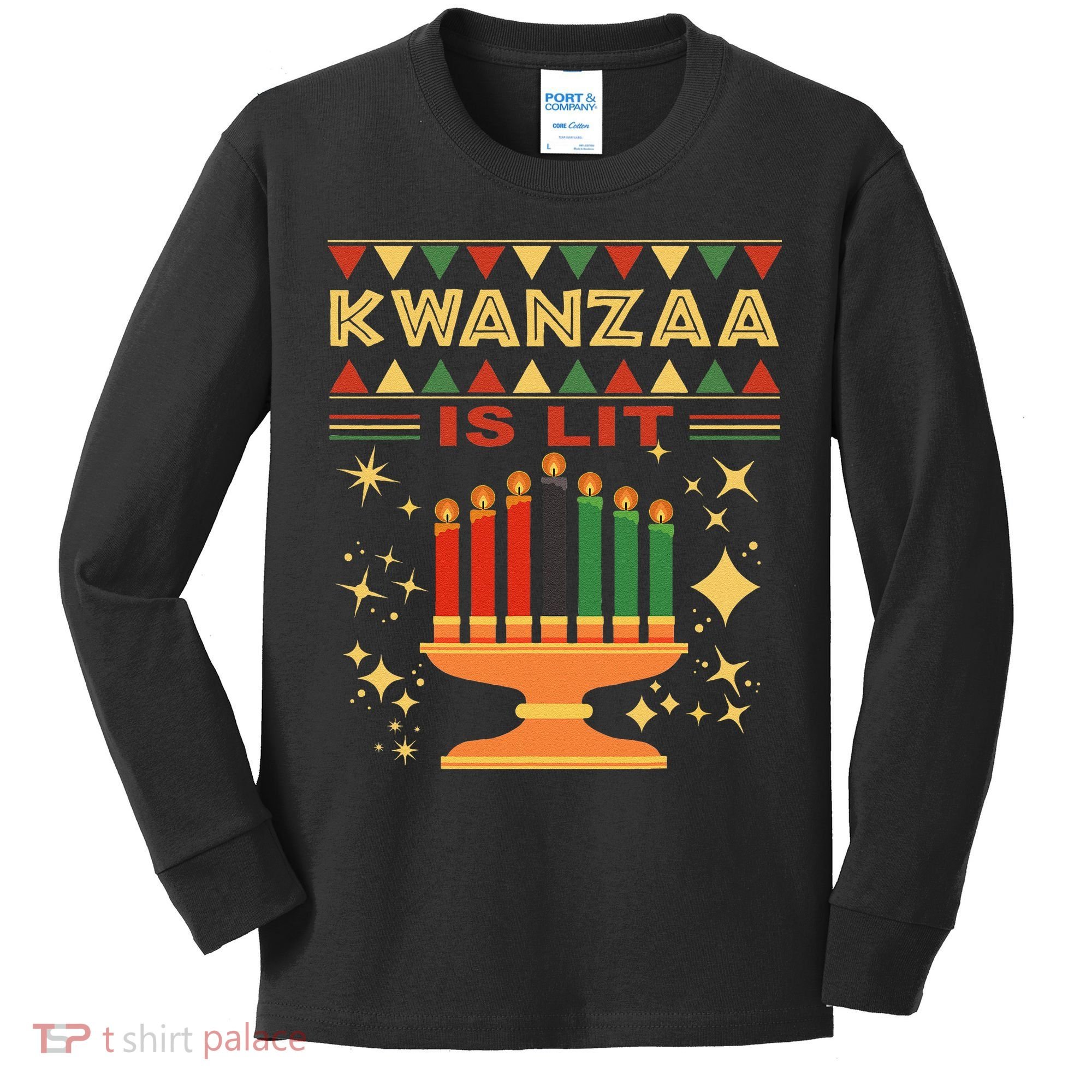 Kwanzaa Is Lit Kids Long Sleeve Shirt