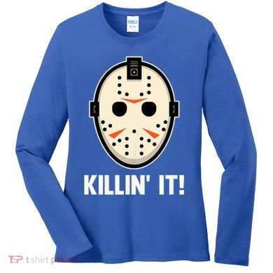 Killin It Lazy Diy Halloween Costume Funny Horror Movie Women's Long Sleeve Shirt