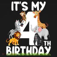 Kids It's My 4th Birthday Zoo Jungle Safari 4 Years Old Animals Hoodie thumb 2