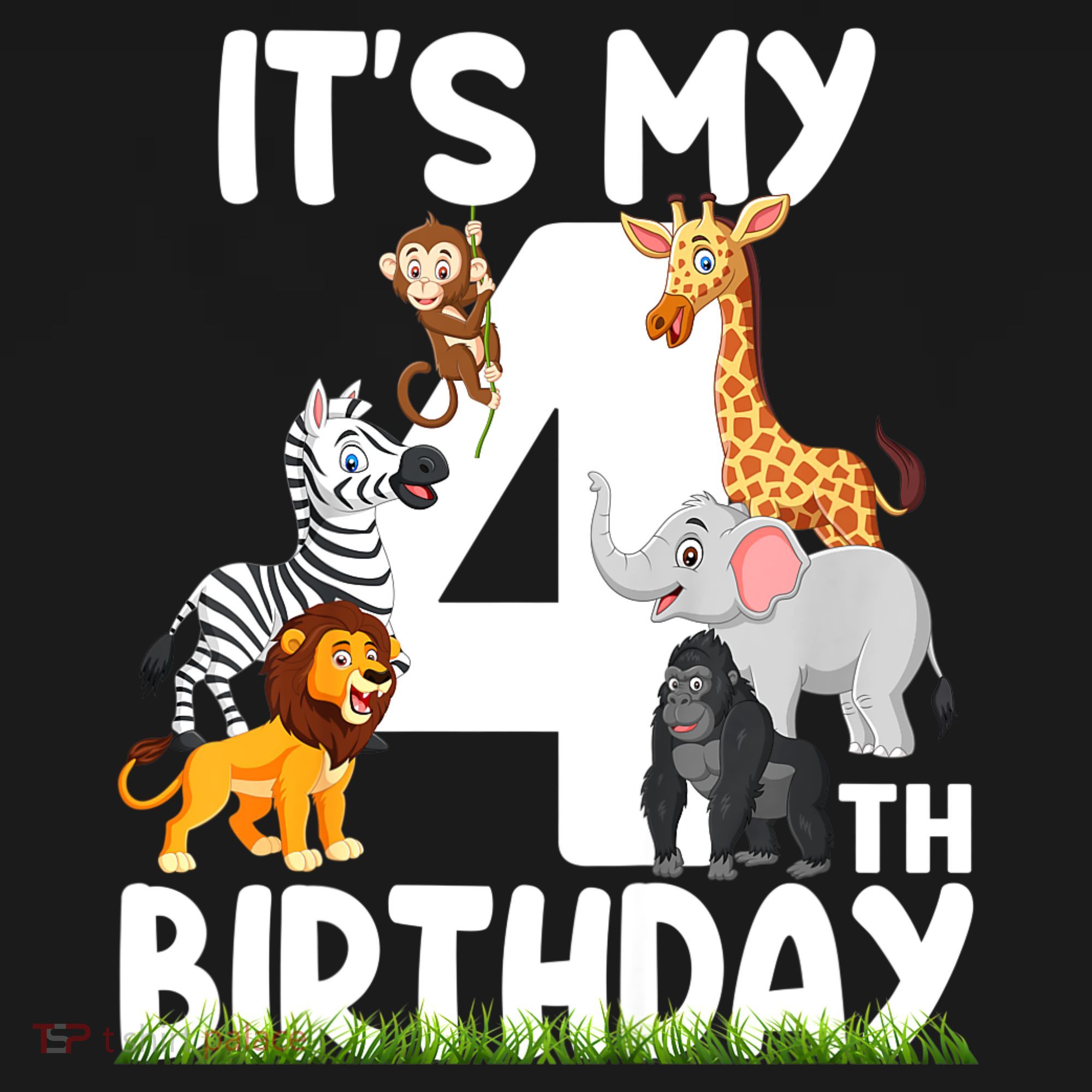 Kids It's My 4th Birthday Zoo Jungle Safari 4 Years Old Animals Sweatshirt
