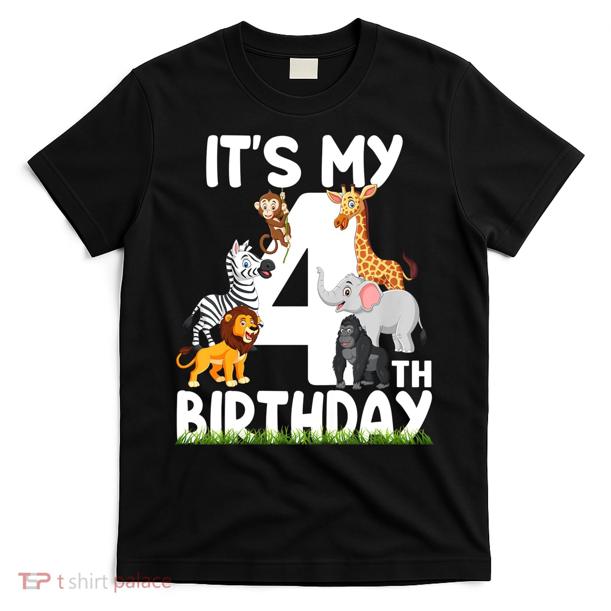 Kids It's My 4th Birthday Zoo Jungle Safari 4 Years Old Animals T-Shirt