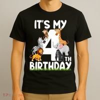 Kids It's My 4th Birthday Zoo Jungle Safari 4 Years Old Animals T-Shirt thumb 3