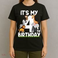 Kids It's My 4th Birthday Zoo Jungle Safari 4 Years Old Animals T-Shirt thumb 4