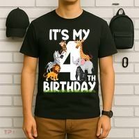 Kids It's My 4th Birthday Zoo Jungle Safari 4 Years Old Animals T-Shirt thumb 6