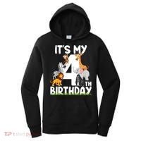 Kids It's My 4th Birthday Zoo Jungle Safari 4 Years Old Animals Women's Hoodie thumb 0