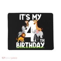 Kids It's My 4th Birthday Zoo Jungle Safari 4 Years Old Animals Mousepad thumb 0