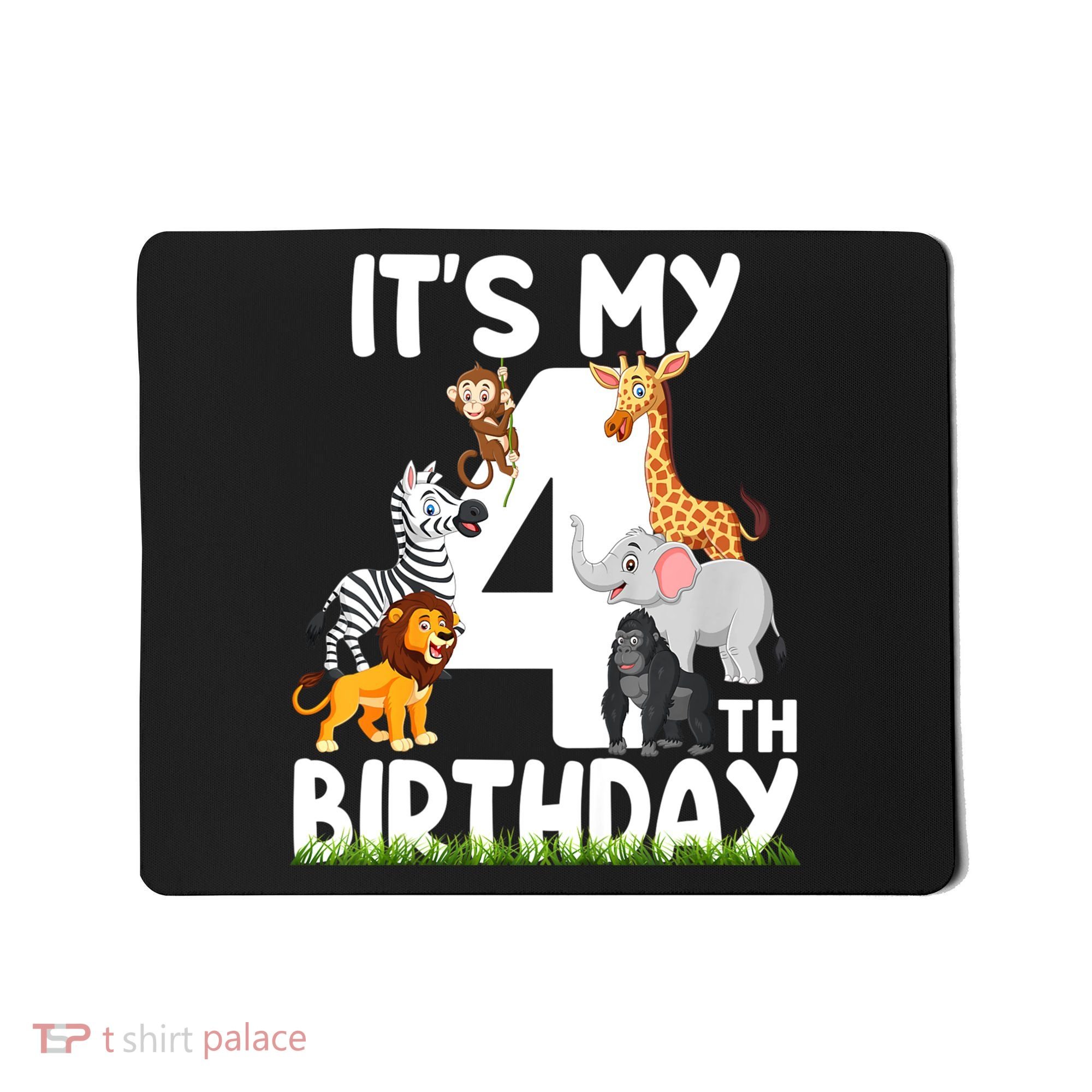 Kids It's My 4th Birthday Zoo Jungle Safari 4 Years Old Animals Mousepad