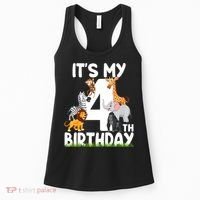 Kids It's My 4th Birthday Zoo Jungle Safari 4 Years Old Animals Women's Tank Top thumb 0