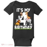 Kids It's My 4th Birthday Zoo Jungle Safari 4 Years Old Animals Baby Bodysuit thumb 0