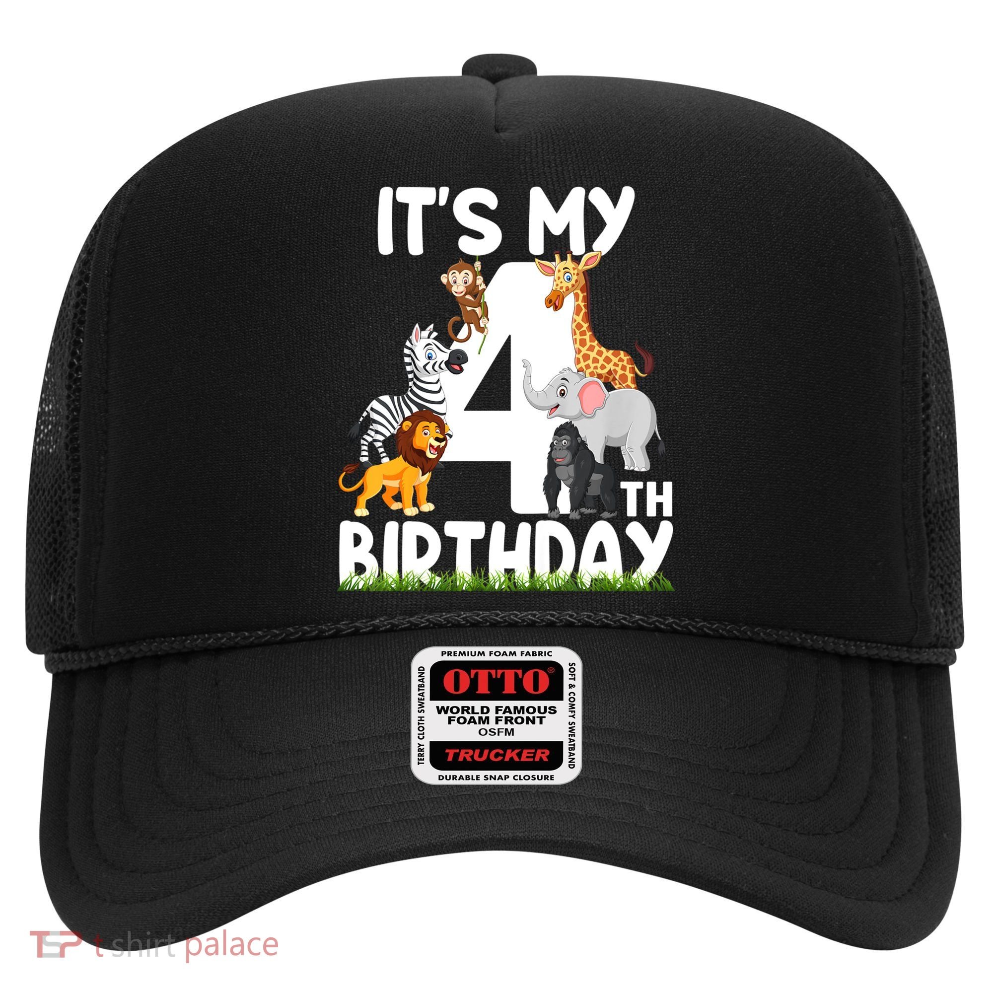 Kids It's My 4th Birthday Zoo Jungle Safari 4 Years Old Animals Hat