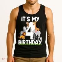 Kids It's My 4th Birthday Zoo Jungle Safari 4 Years Old Animals Tank Top thumb 3