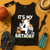 Kids It's My 4th Birthday Zoo Jungle Safari 4 Years Old Animals Tank Top thumb 4