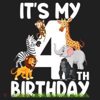 Kids It's My 4th Birthday Zoo Jungle Safari 4 Years Old Animals Golf Towel thumb 3