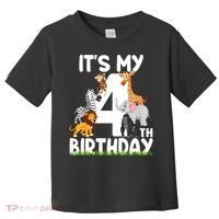 Kids It's My 4th Birthday Zoo Jungle Safari 4 Years Old Animals Toddler T-Shirt thumb 0