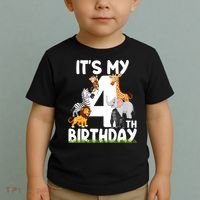Kids It's My 4th Birthday Zoo Jungle Safari 4 Years Old Animals Toddler T-Shirt thumb 2