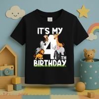 Kids It's My 4th Birthday Zoo Jungle Safari 4 Years Old Animals Toddler T-Shirt thumb 3