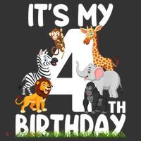 Kids It's My 4th Birthday Zoo Jungle Safari 4 Years Old Animals Ornament thumb 1