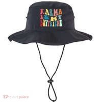 Karma Is My Boyfriend Karma Is Cat Funny Sarcastic Music Bucket Hat thumb 0