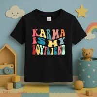 Karma Is My Boyfriend Karma Is Cat Funny Sarcastic Music Toddler T-Shirt thumb 3