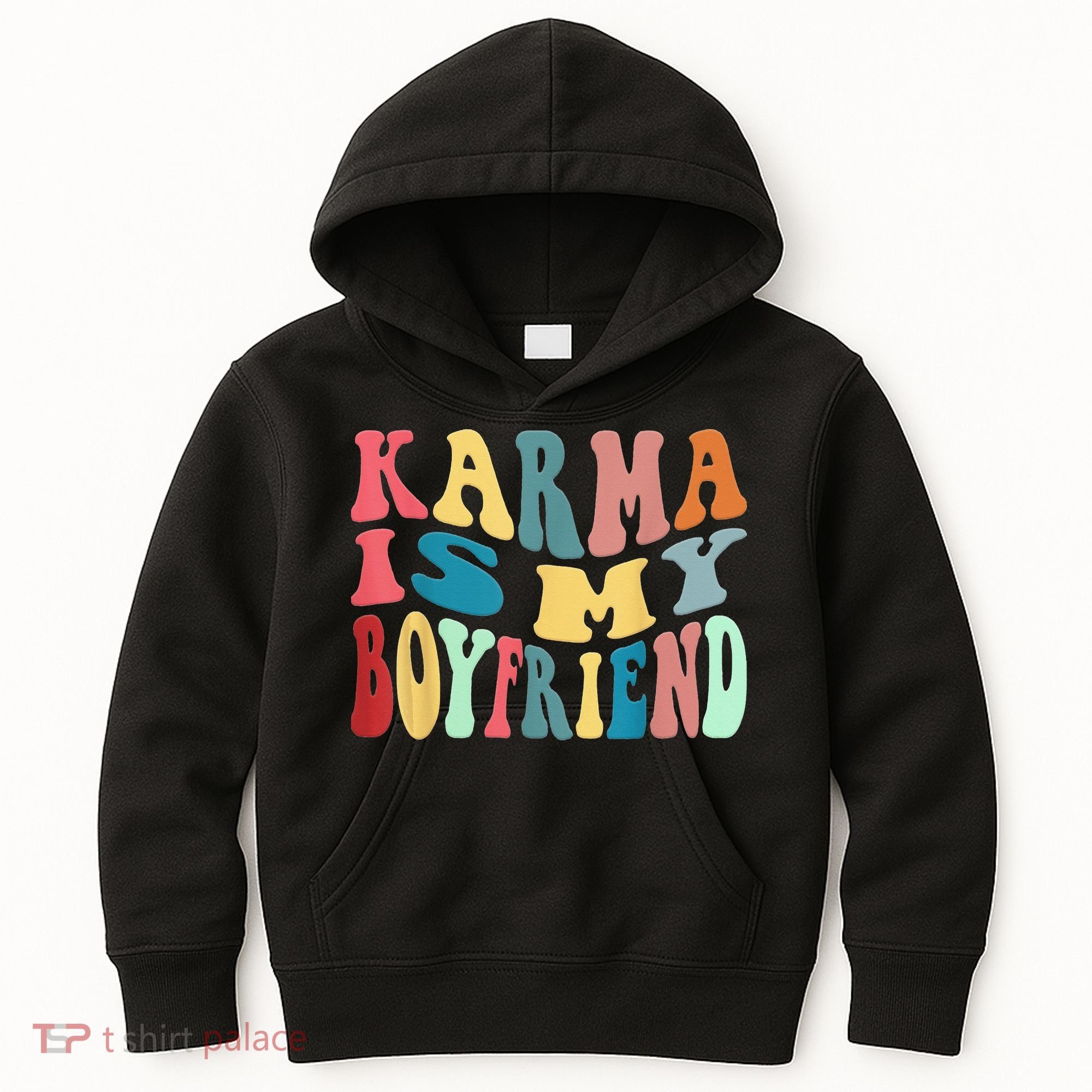 Karma Is My Boyfriend Karma Is Cat Funny Sarcastic Music Kids Hoodie