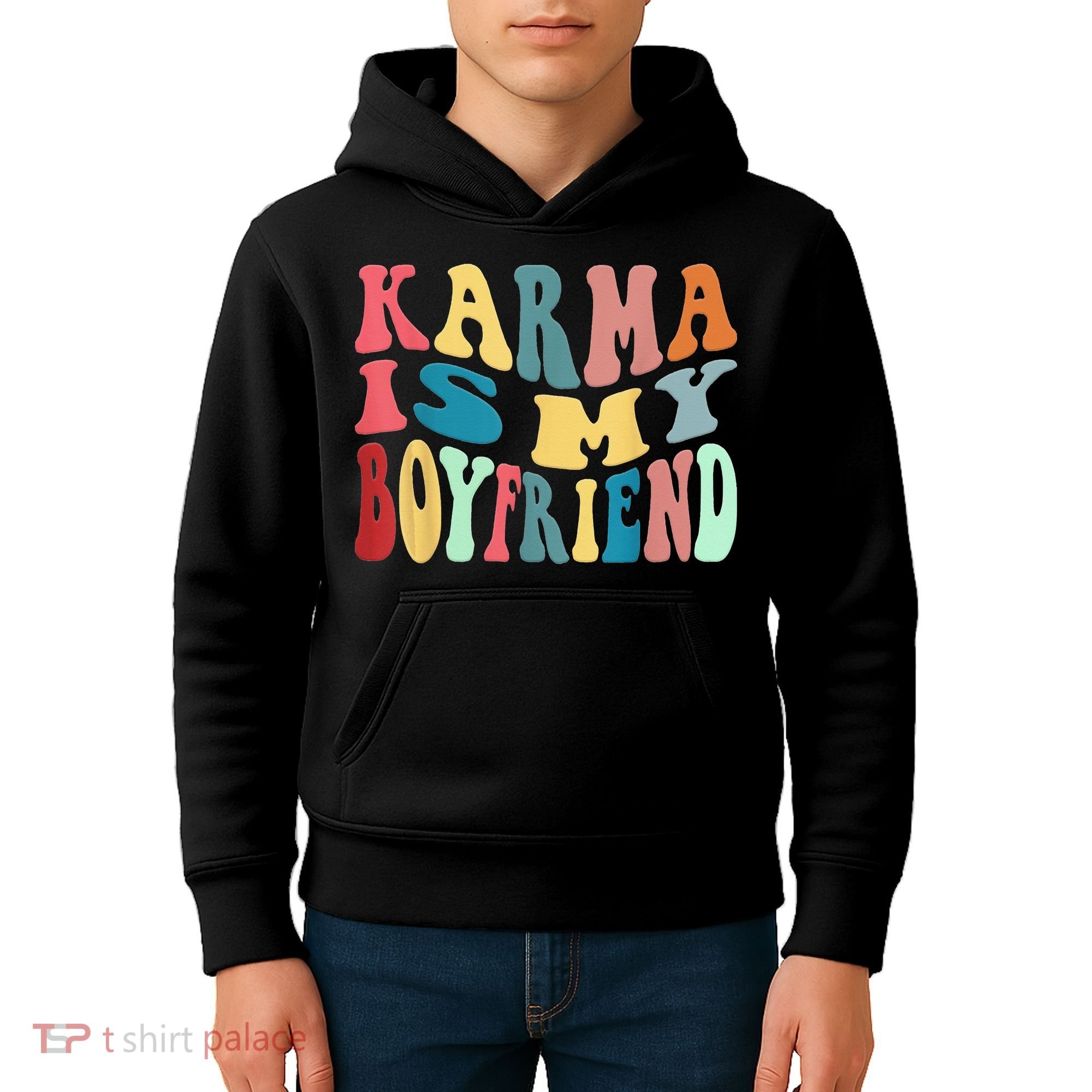 Karma Is My Boyfriend Karma Is Cat Funny Sarcastic Music Kids Hoodie