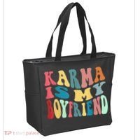 Karma Is My Boyfriend Karma Is Cat Funny Sarcastic Music Tote Bag thumb 2