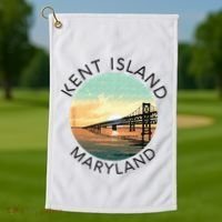Kent Island Maryland Chesapeake Bay Bridge Annapolis Crab Golf Towel thumb 1