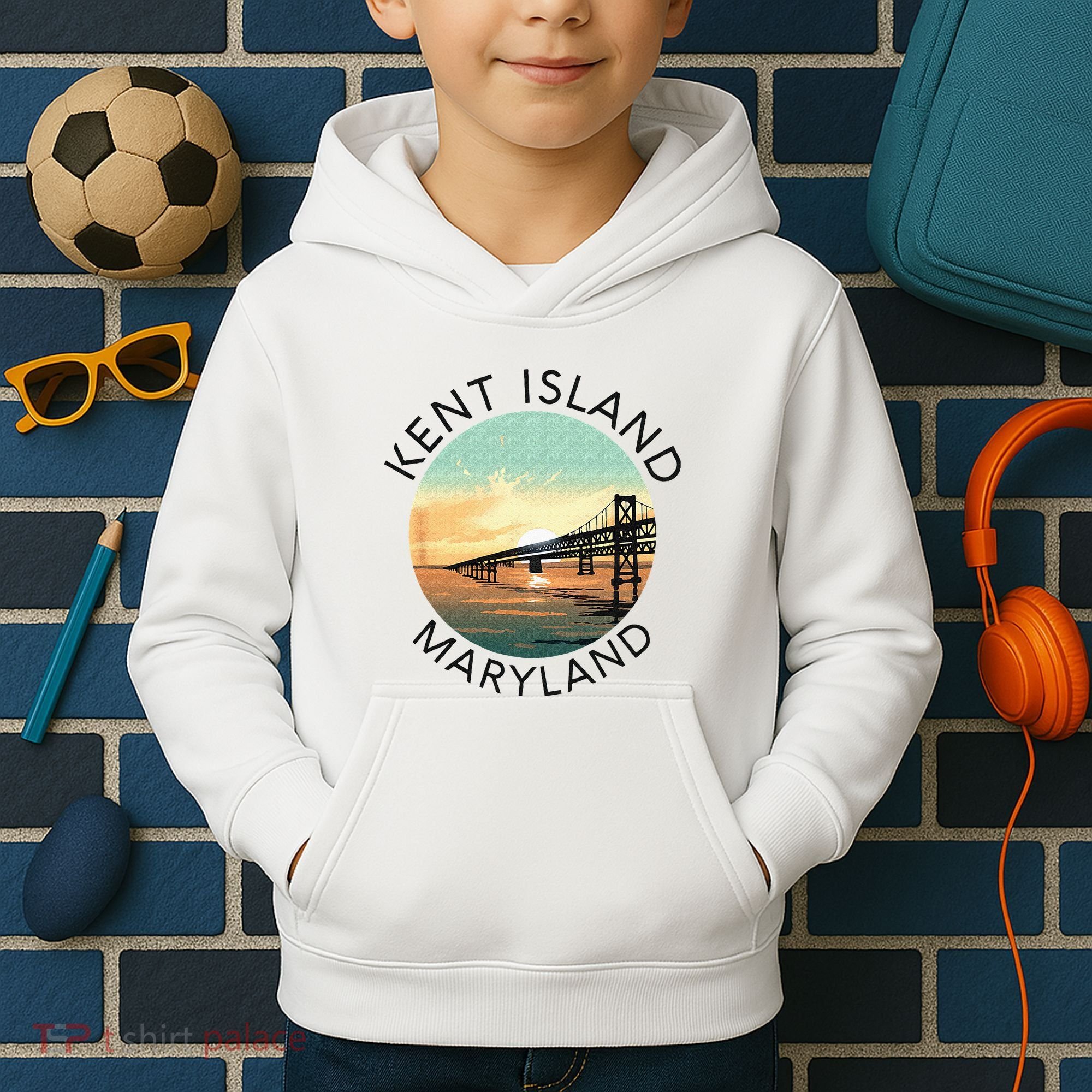 Kent Island Maryland Chesapeake Bay Bridge Annapolis Crab Kids Hoodie
