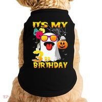 Kids Its My 3rd Birthday Ghost Pumpkin Halloween Party 3 Years Doggie Tank thumb 0