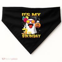 Kids Its My 3rd Birthday Ghost Pumpkin Halloween Party 3 Years USA-Made Doggie Bandana thumb 0