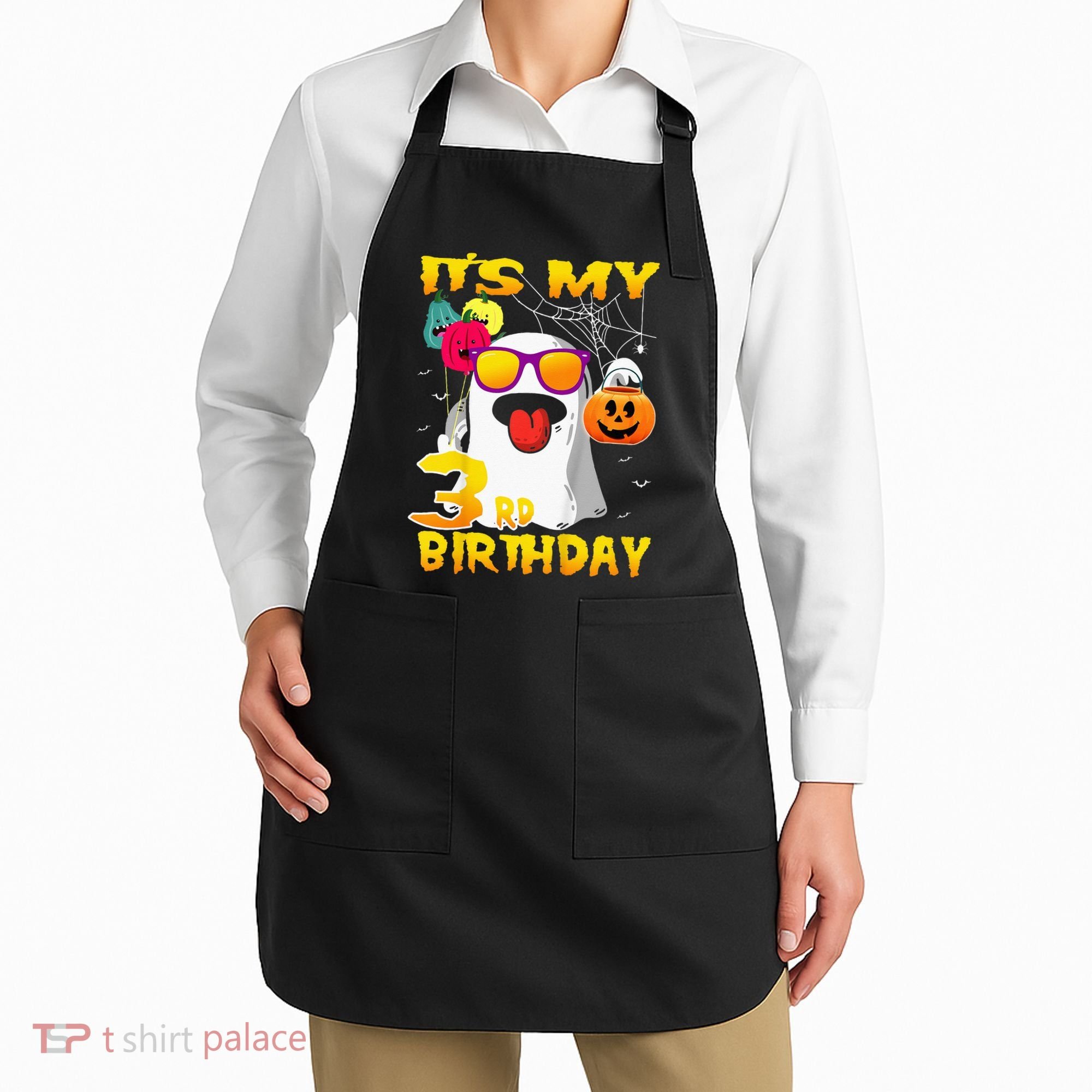 Kids Its My 3rd Birthday Ghost Pumpkin Halloween Party 3 Years Apron