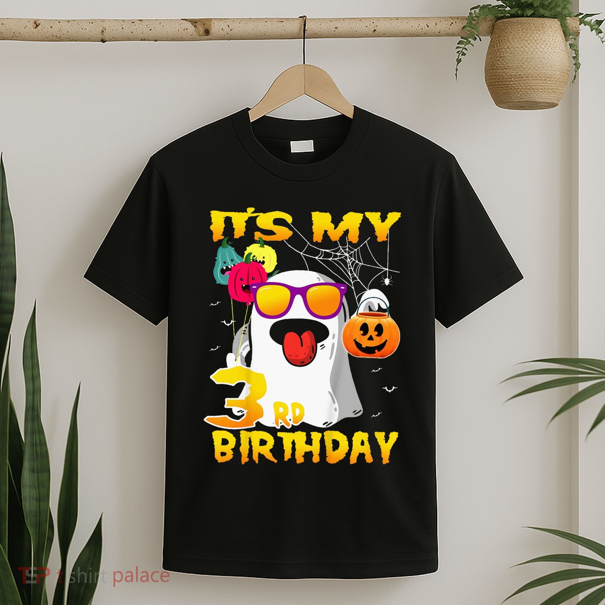 Kids Its My 3rd Birthday Ghost Pumpkin Halloween Party 3 Years T-Shirt