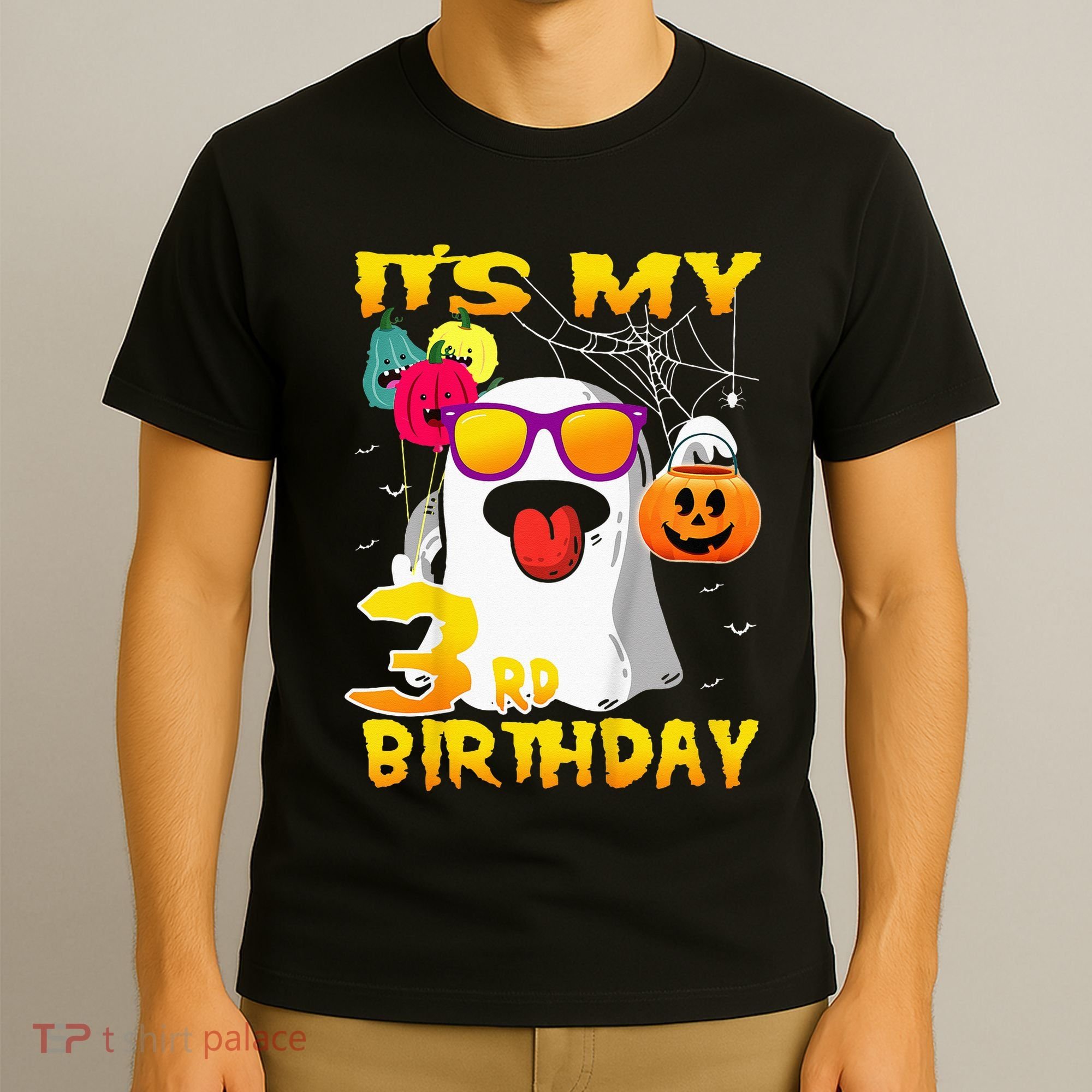 Kids Its My 3rd Birthday Ghost Pumpkin Halloween Party 3 Years T-Shirt