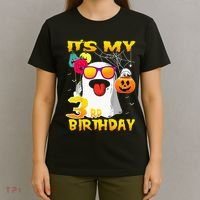 Kids Its My 3rd Birthday Ghost Pumpkin Halloween Party 3 Years T-Shirt thumb 4