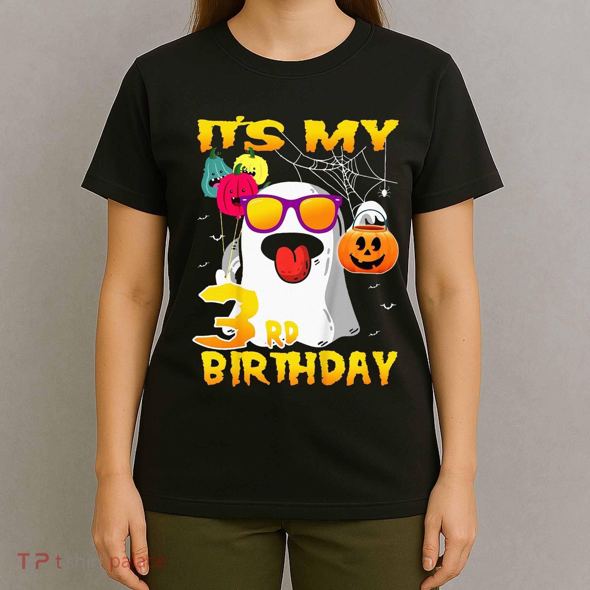 Kids Its My 3rd Birthday Ghost Pumpkin Halloween Party 3 Years T-Shirt