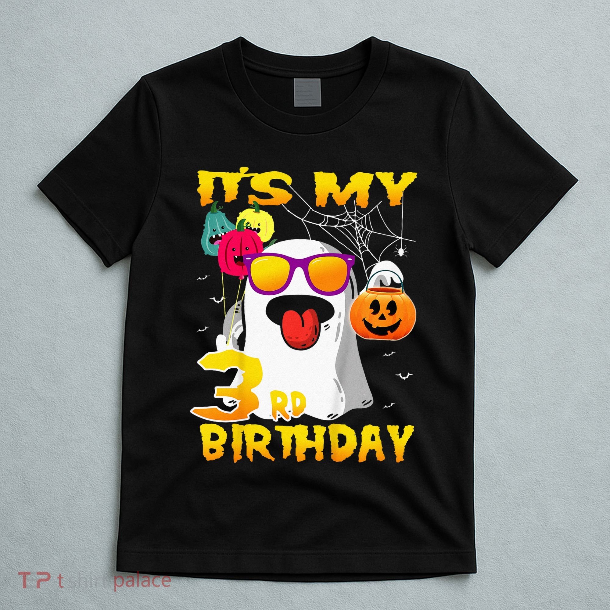 Kids Its My 3rd Birthday Ghost Pumpkin Halloween Party 3 Years T-Shirt