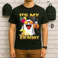 Kids Its My 3rd Birthday Ghost Pumpkin Halloween Party 3 Years T-Shirt thumb 6