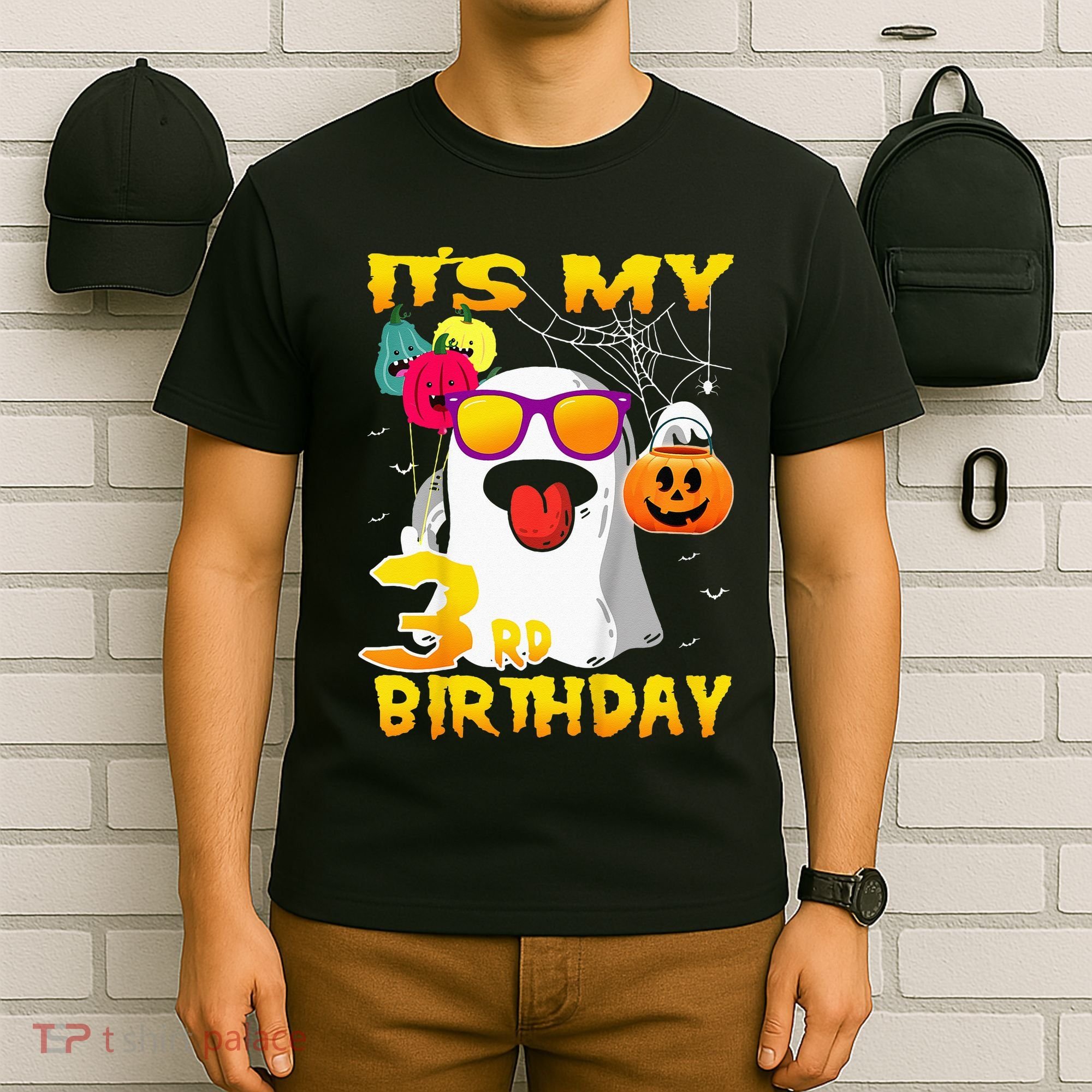 Kids Its My 3rd Birthday Ghost Pumpkin Halloween Party 3 Years T-Shirt