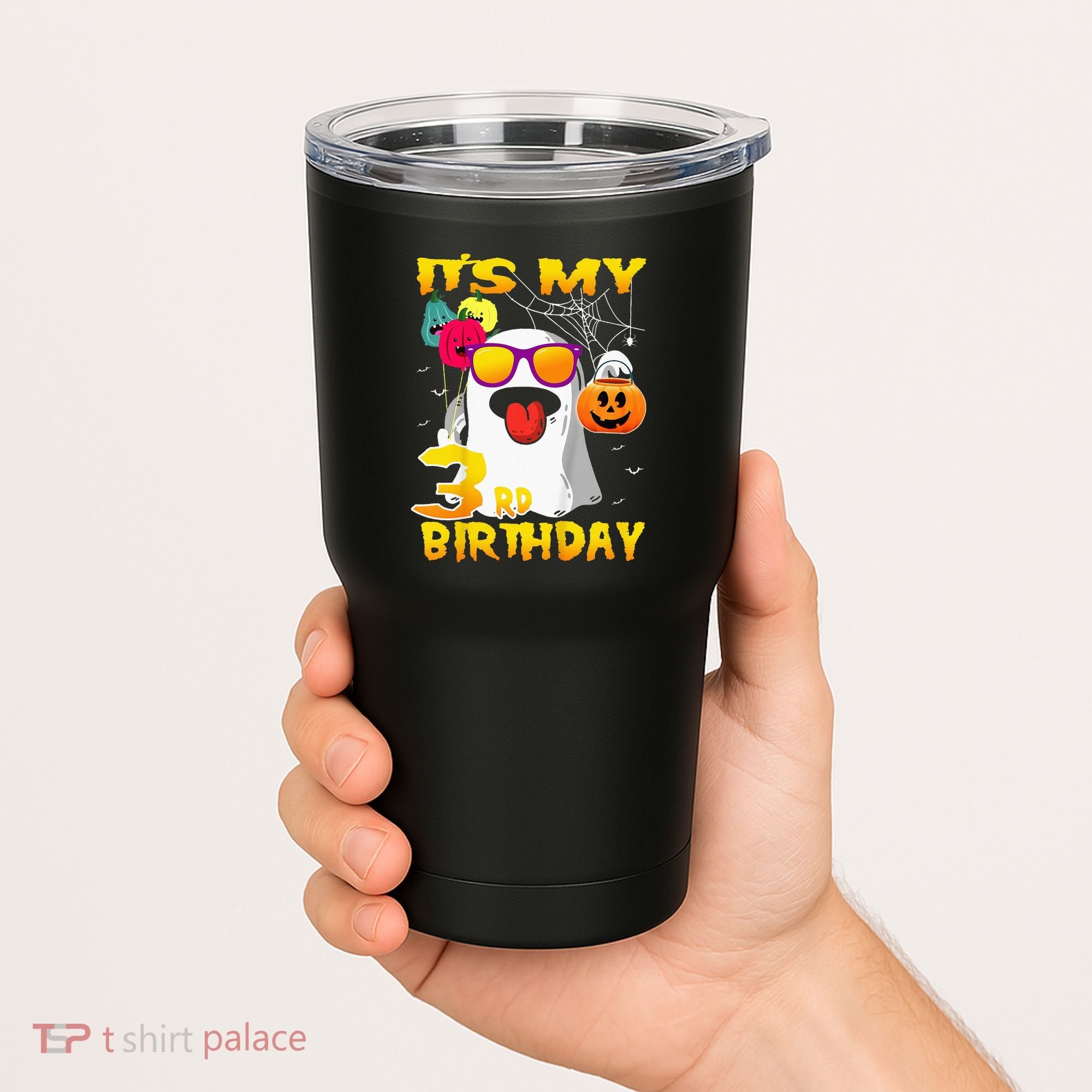 Kids Its My 3rd Birthday Ghost Pumpkin Halloween Party 3 Years Tumbler
