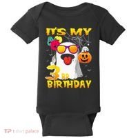 Kids Its My 3rd Birthday Ghost Pumpkin Halloween Party 3 Years Baby Bodysuit thumb 0