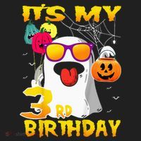 Kids Its My 3rd Birthday Ghost Pumpkin Halloween Party 3 Years Hat thumb 2