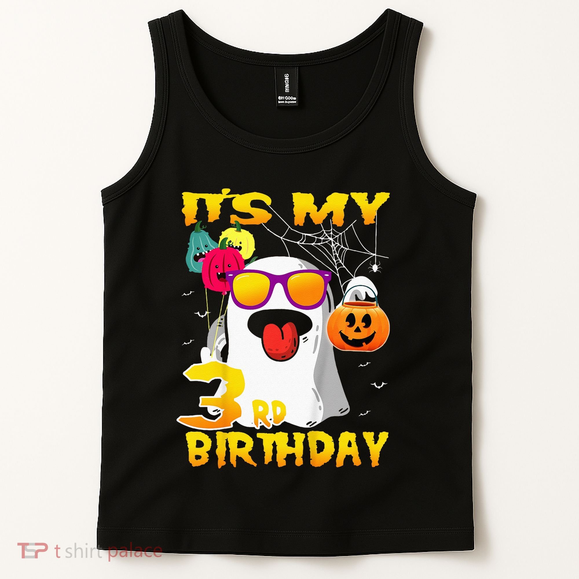 Kids Its My 3rd Birthday Ghost Pumpkin Halloween Party 3 Years Tank Top